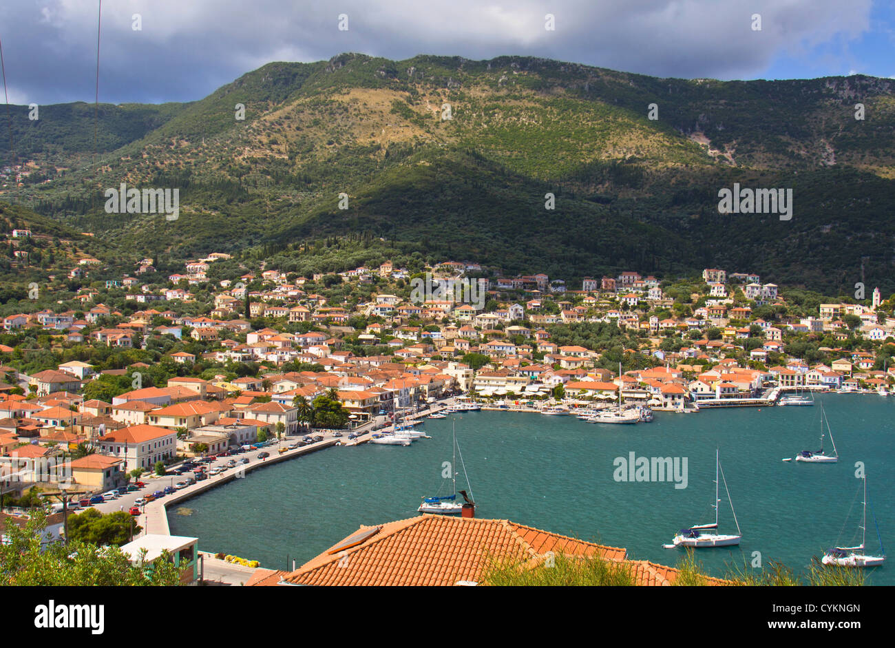 Vathi bay a Itaca isola in Grecia Foto Stock