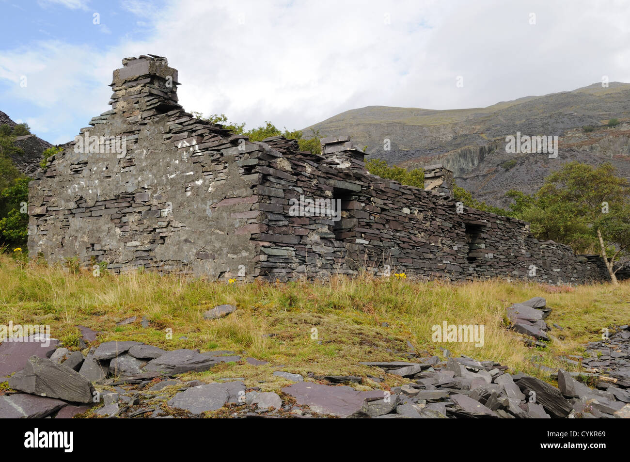 Rovinato cavatore's cottage Dinorwig cava di ardesia Elidir Fawr Llanberis Gwynedd in Galles Cymru REGNO UNITO GB Foto Stock