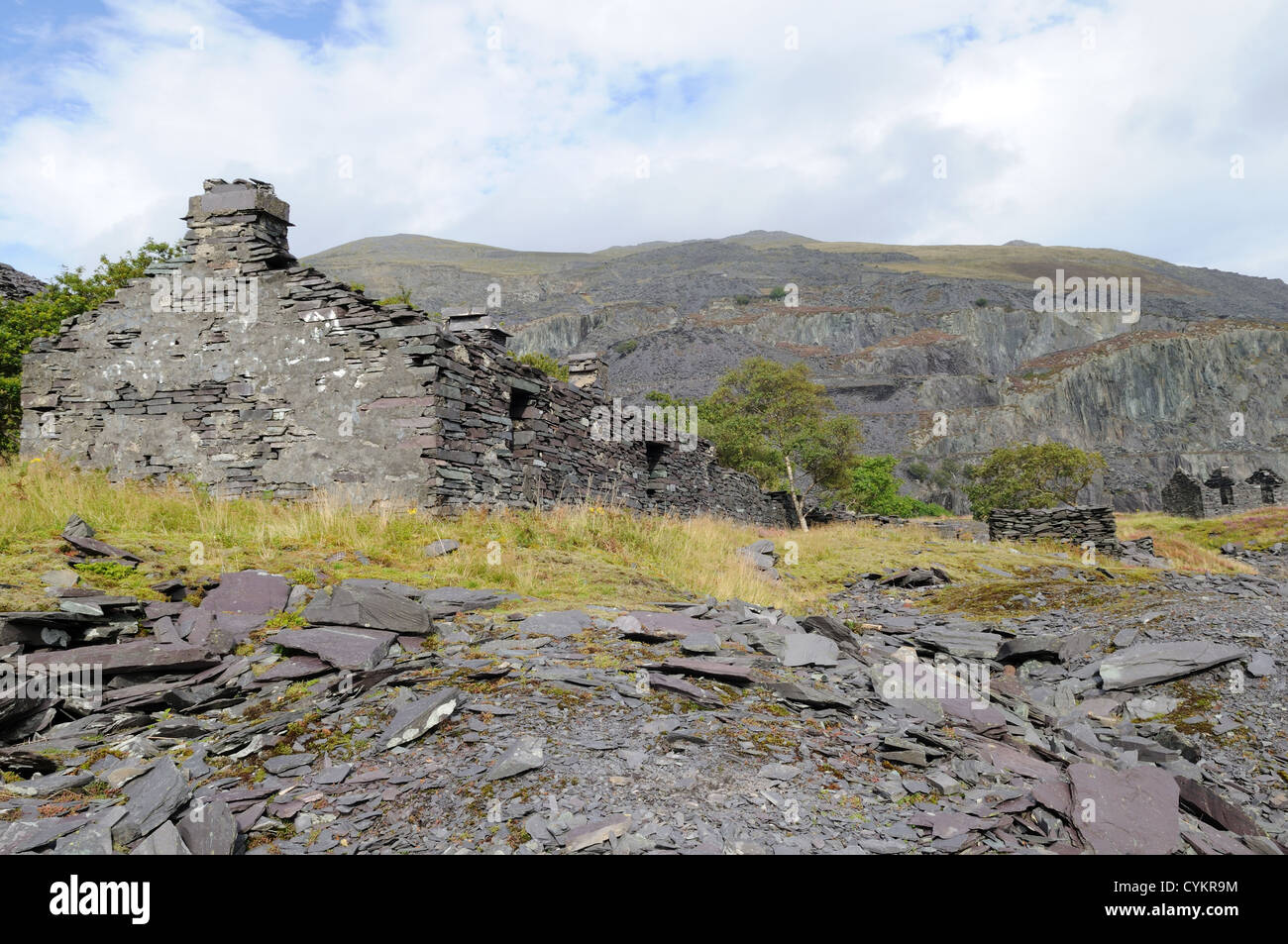 Rovinato cavatore's cottage Dinorwig cava di ardesia Elidir Fawr Llanberis Gwynedd in Galles Cymru REGNO UNITO GB Foto Stock
