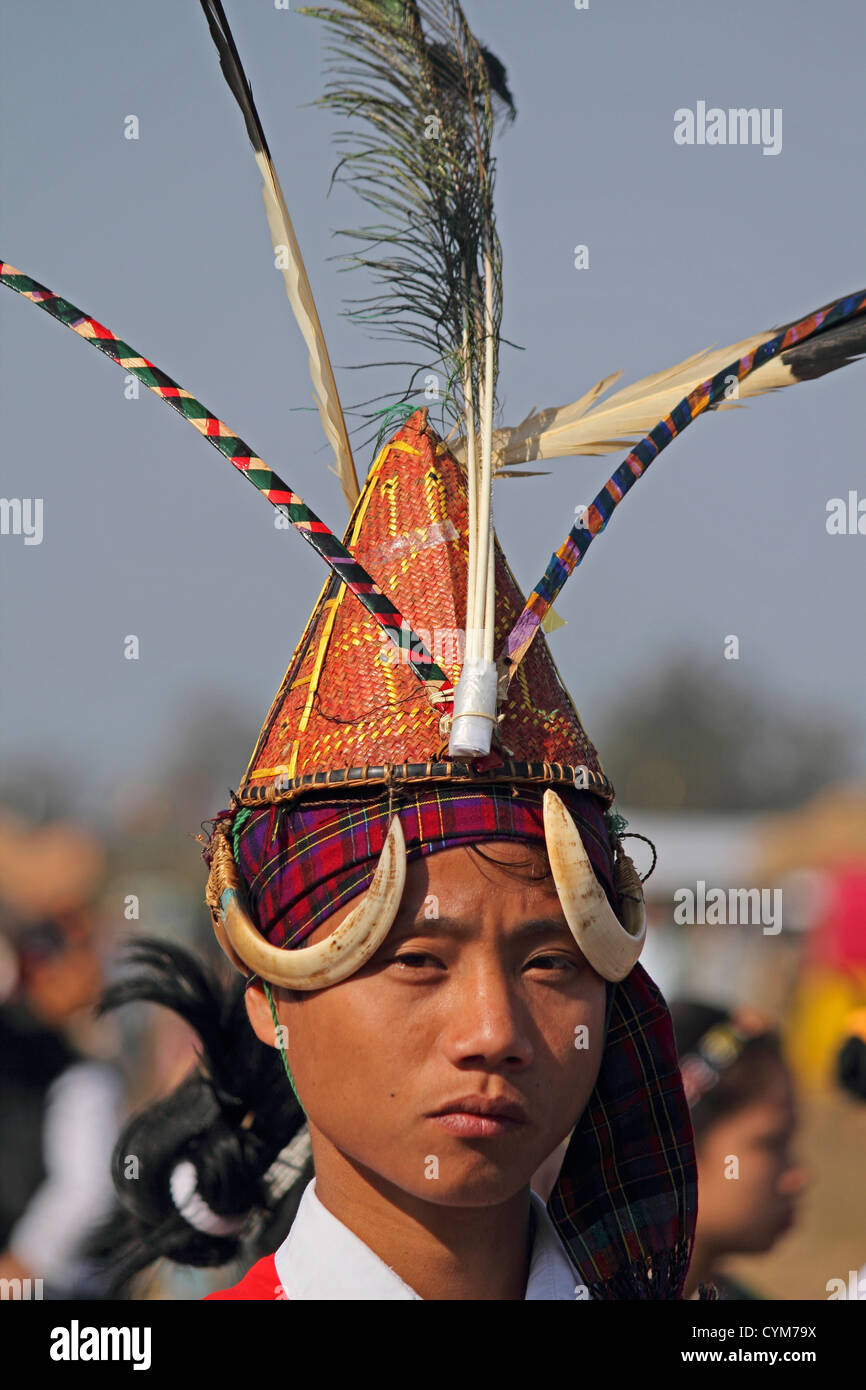 Tangsa uomo, Lungchang tribù a Namdapha Eco festival culturali, Miao, Arunachal Pradesh, India Foto Stock