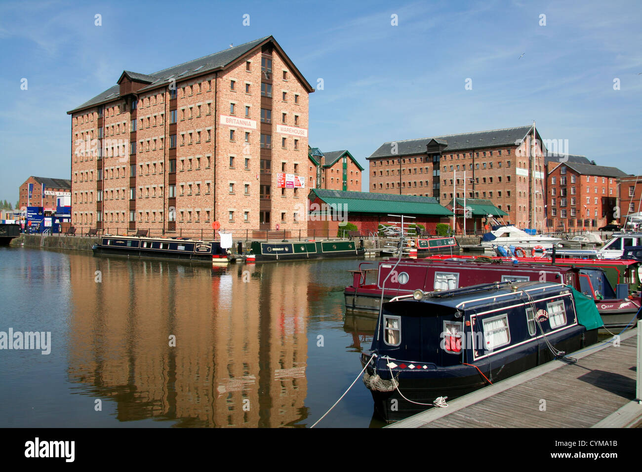Britannia magazzino e Marina Gloucester Docks Gloucester England Regno Unito Foto Stock