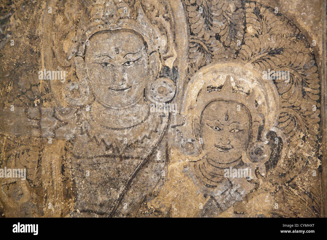 Il LEIMYETHETHNA O LAYMYETHNA PHATO costruito nel 1222 è noto per il suo ben conservato affreschi - BAGAN, MYANMAR Foto Stock