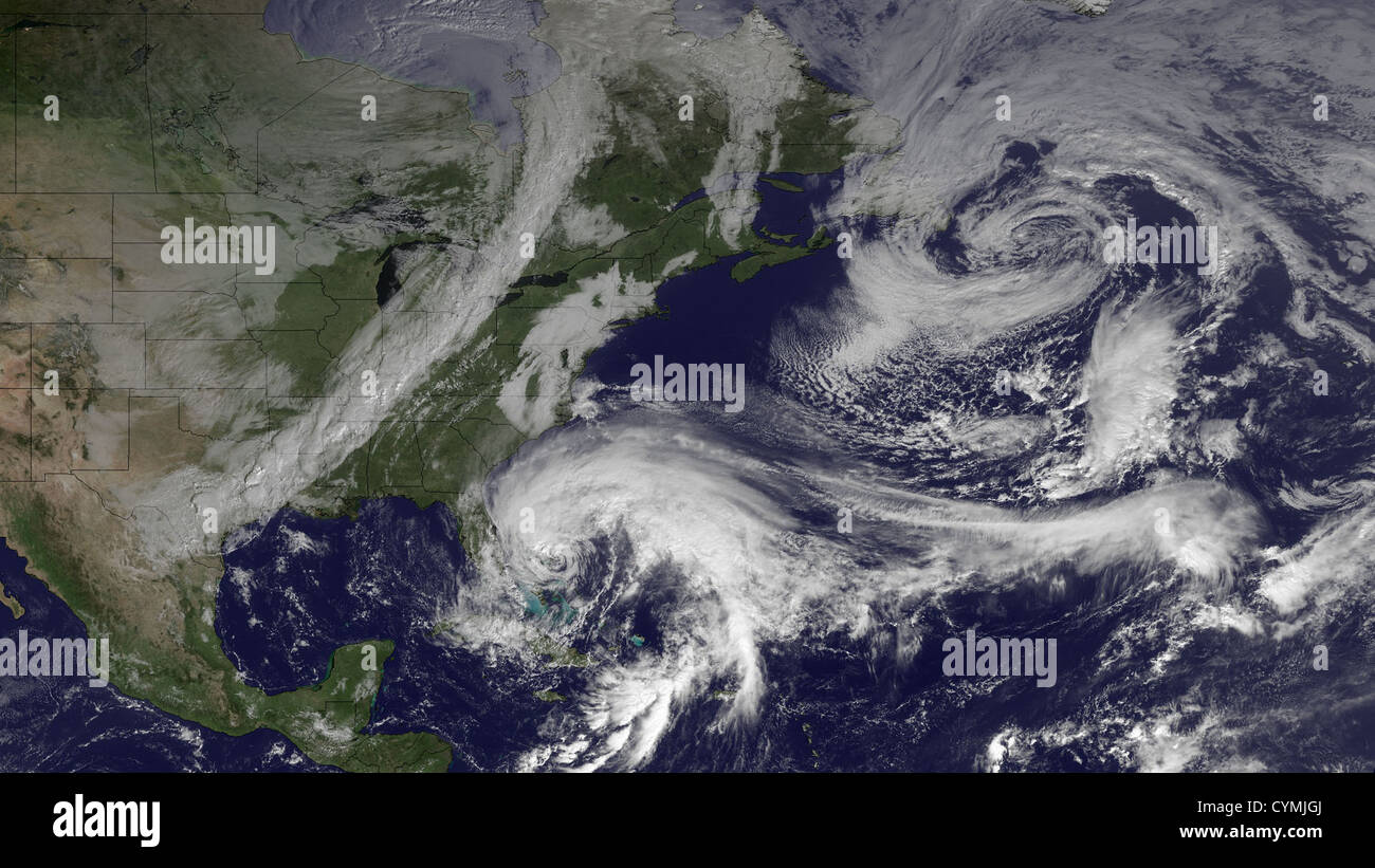 Immagini di uragano Sandy al mattino presto il 25 ottobre 2012 Foto Stock