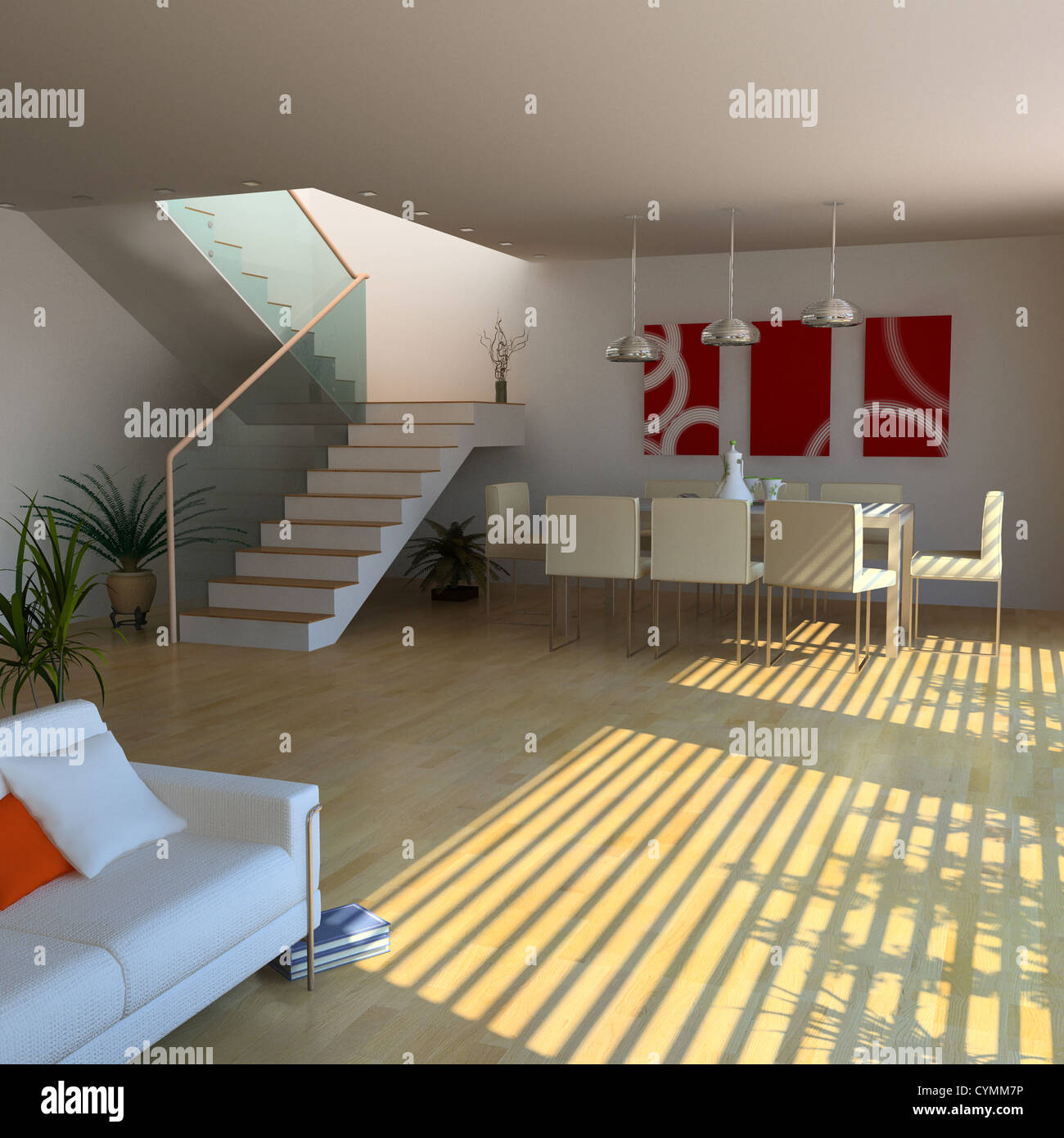 Design moderno degli interni(3D rendering) Foto Stock