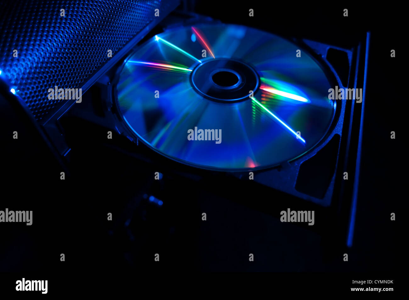 Disco ottico lettore di un computer con un CD-ROM Foto Stock