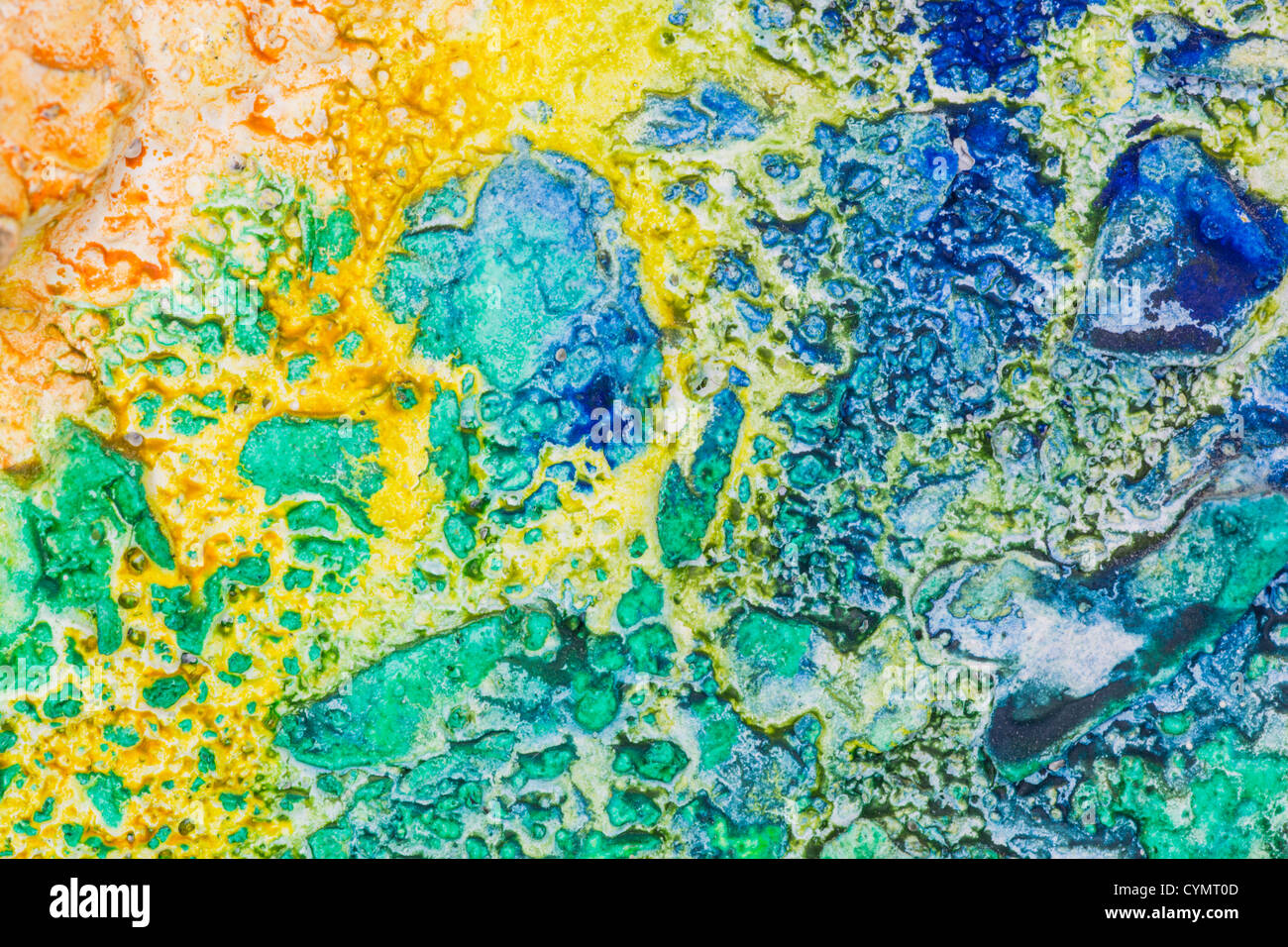 Primo piano dettaglio colorato e luminoso multicolore astratta superficie ruvida Foto Stock