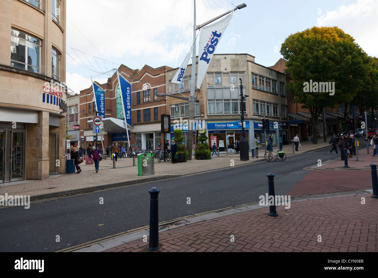 Union Street nel centro città di Bristol e l'ingresso alle gallerie shopping center Mall. Foto Stock