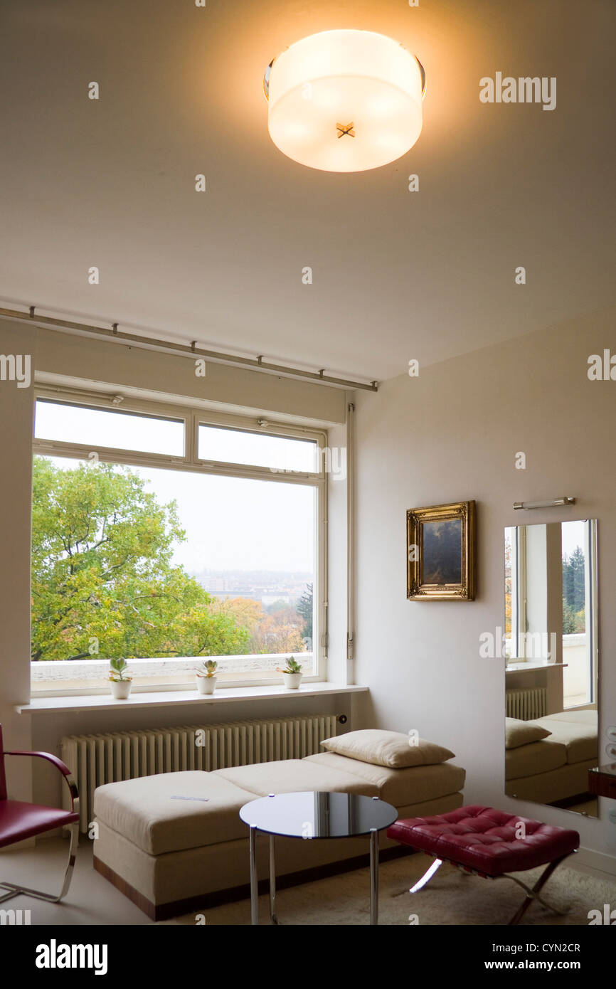 Camera da letto, villa Tugendhat, Brno, Repubblica Ceca Foto Stock