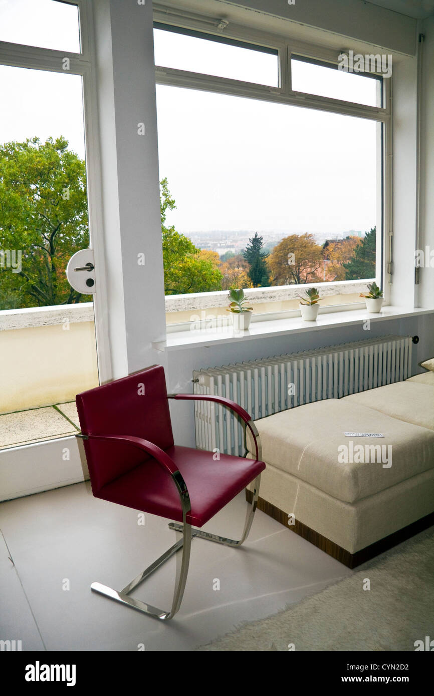 Camera da letto, villa Tugendhat, Brno, Repubblica Ceca Foto Stock