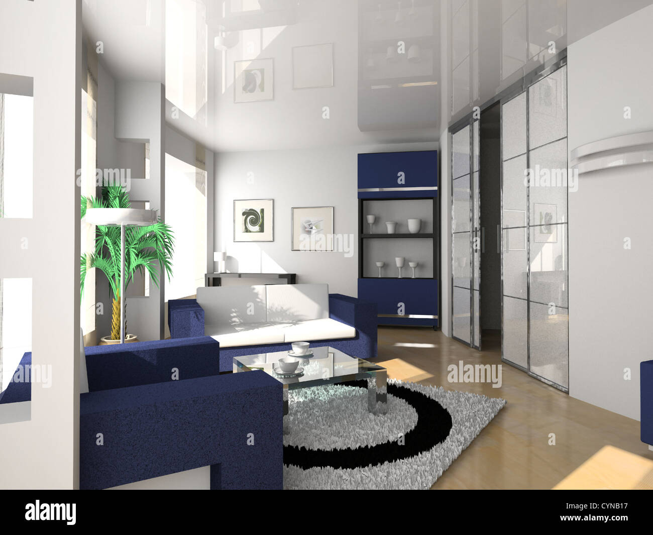 Hotel moderno interior design in stile moderno (privat appartamento 3d rendering) Foto Stock