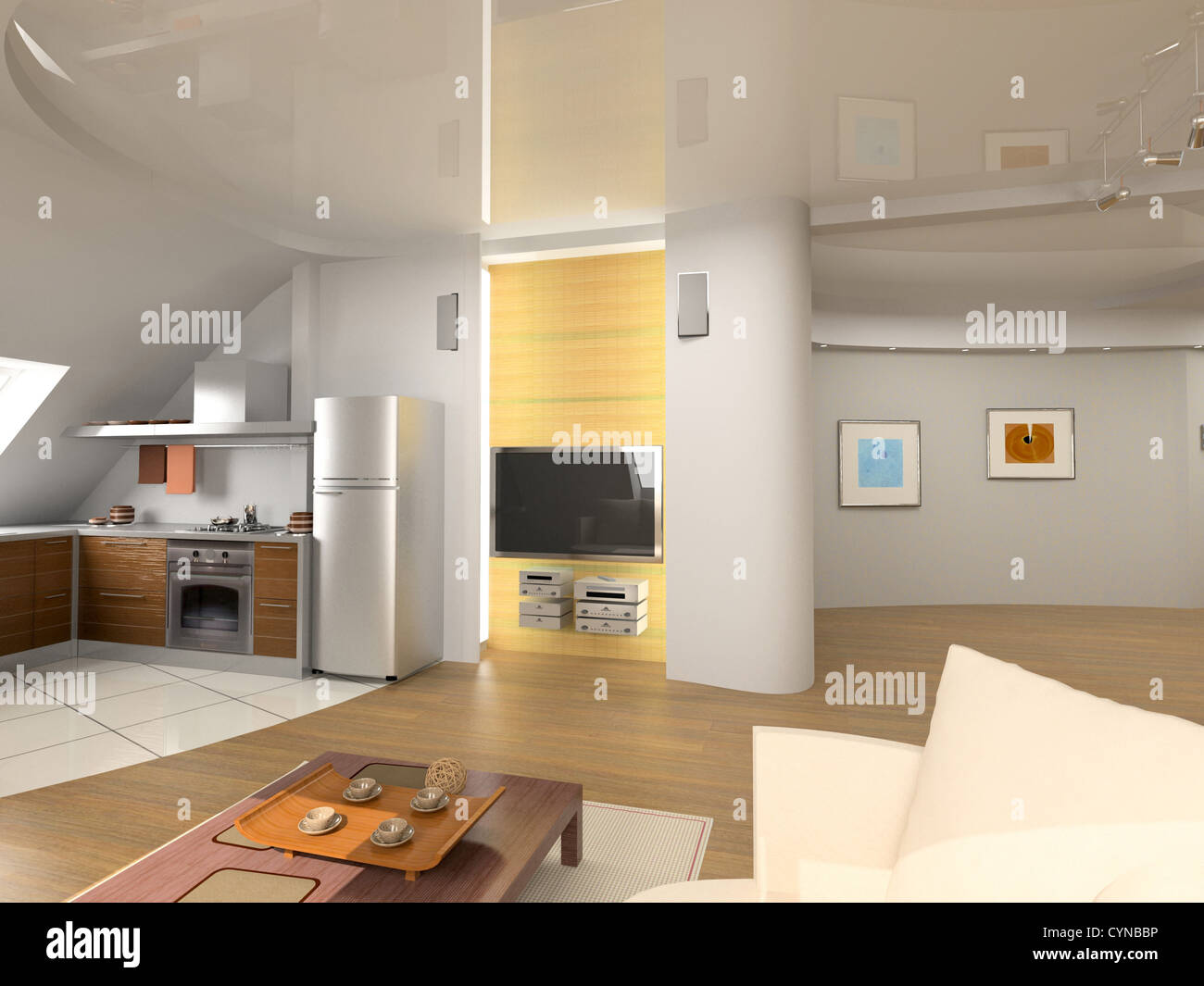 Interni dal design moderno (computer generated immagine 3D) Foto Stock