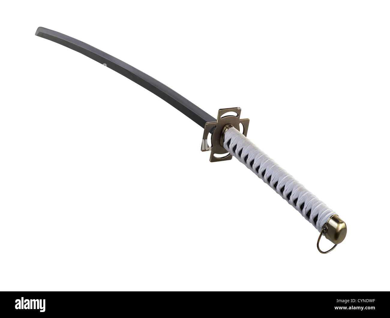 Spada Katana isolato su bianco (percorso di clipping ) Foto Stock