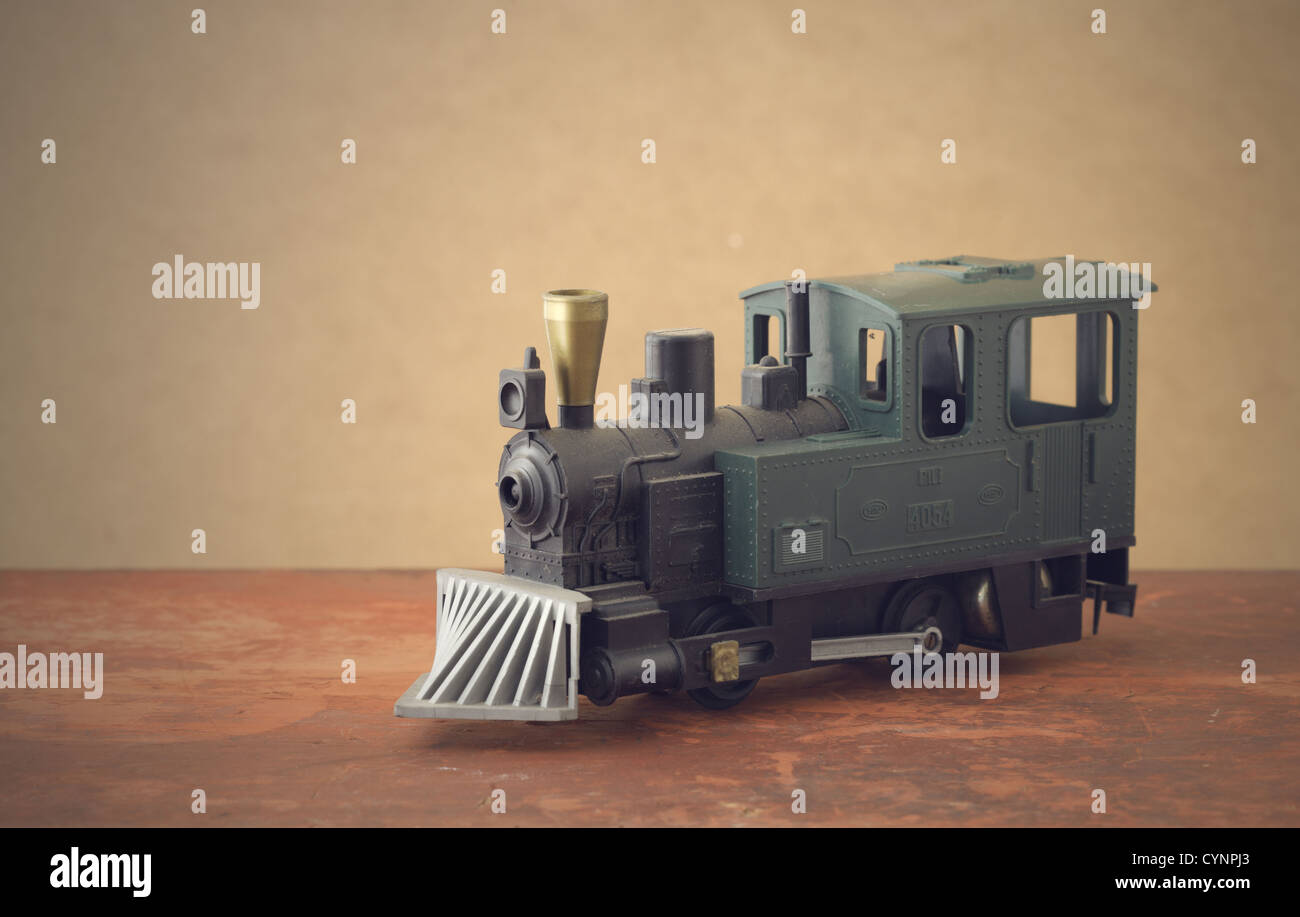 Modello in scala di una vecchia locomotiva del treno a vapore Foto Stock