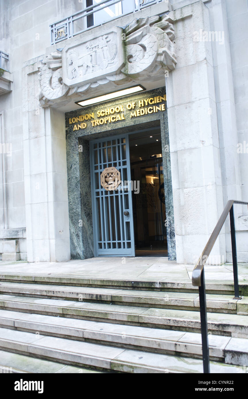 Scuola Londinese di Igiene e Medicina Tropicale di entrata. Parte dell'Università di Londra federazione dei collegi. Inghilterra, Regno Unito Foto Stock