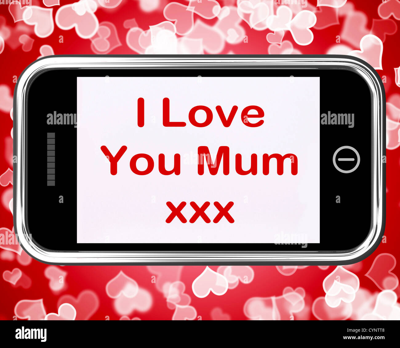Ti amo mamma messaggio mobile come un simbolo per i migliori auguri Foto Stock
