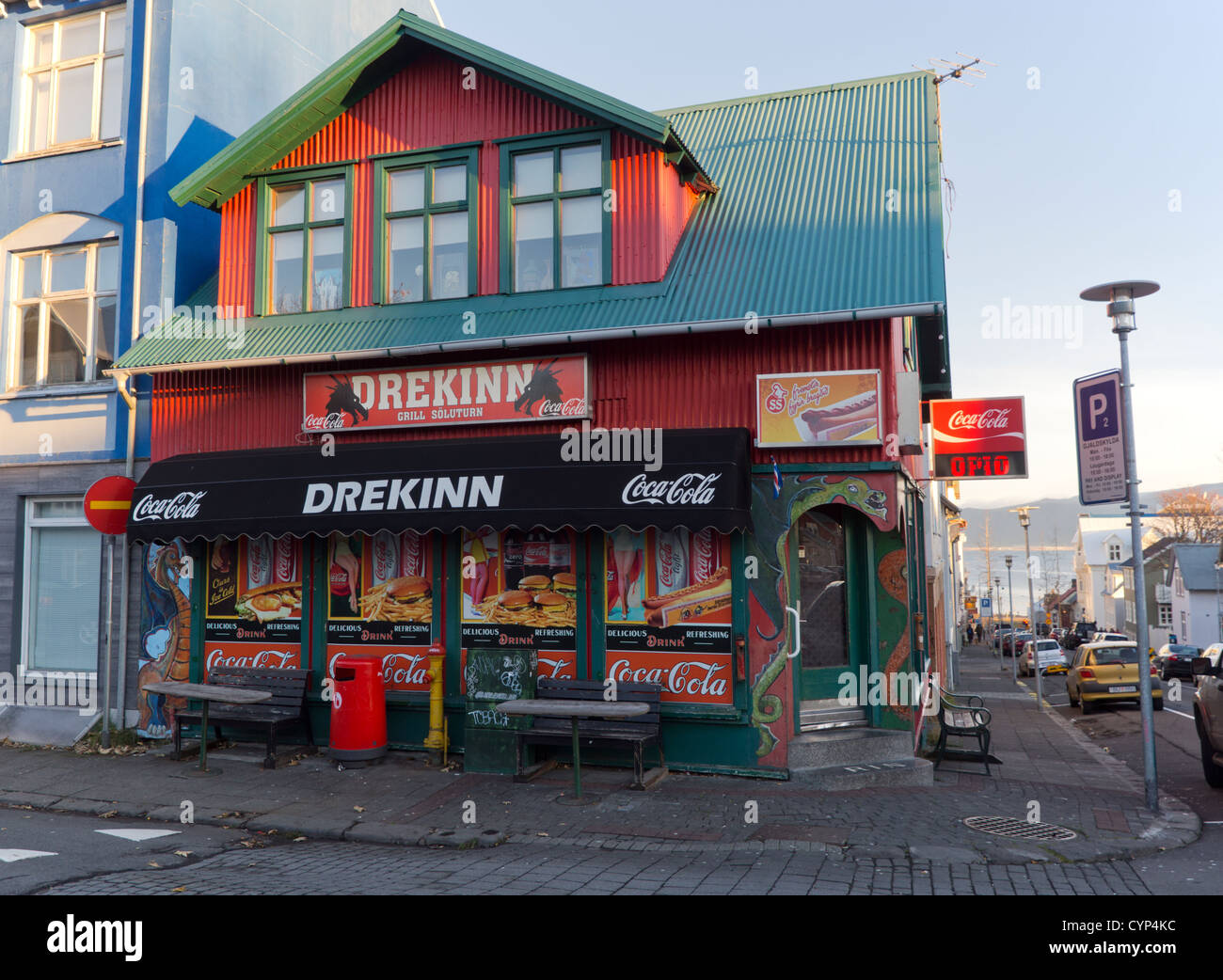 Corner shop a Reykjavik, Islanda Foto Stock