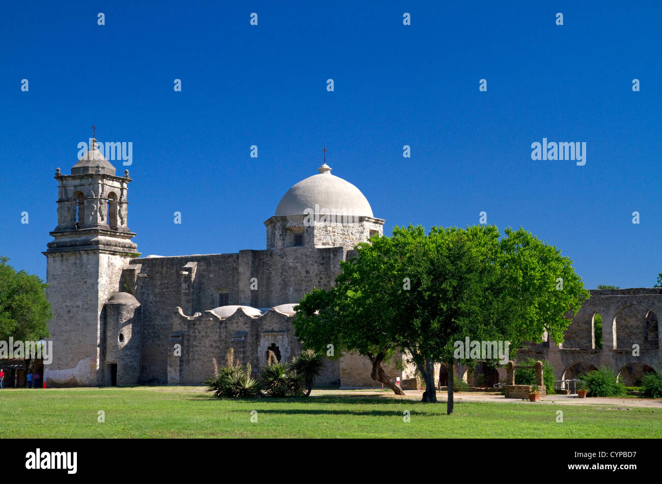 Missione La chiesa di San Jose a San Antonio Missions National Historical Park si trova a San Antonio, Texas, Stati Uniti d'America. Foto Stock