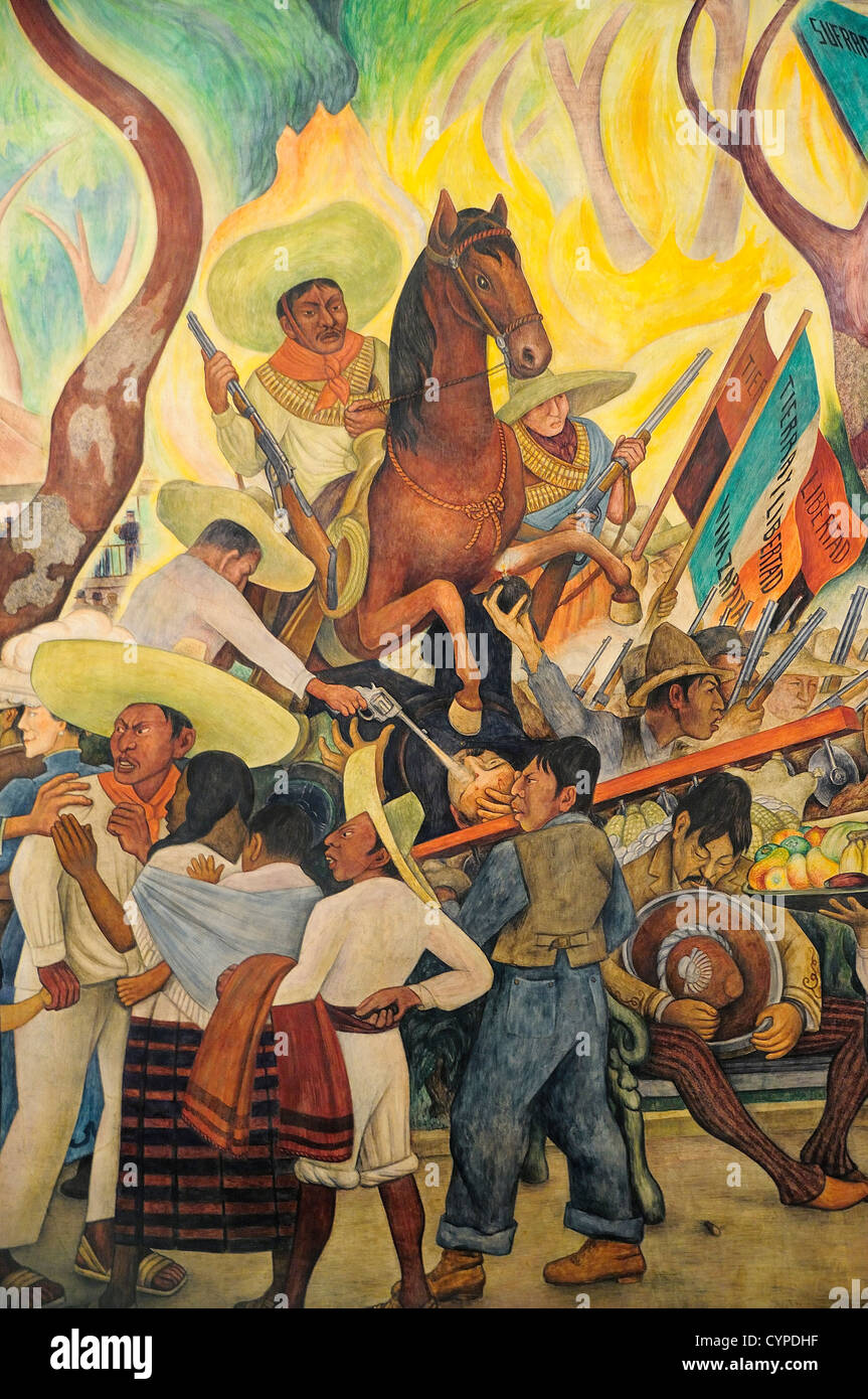 Messico, del Distretto Federale di Città del Messico il dettaglio del murale sogno di una Domenica pomeriggio in Alameda da Diego Rivera Foto Stock