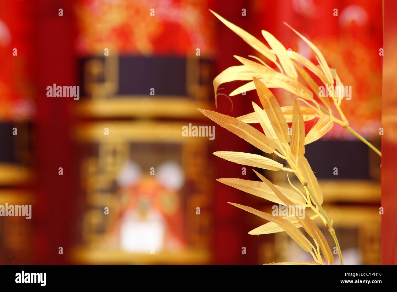Anno Nuovo cinese scena, man-made golden bamboo Foto Stock