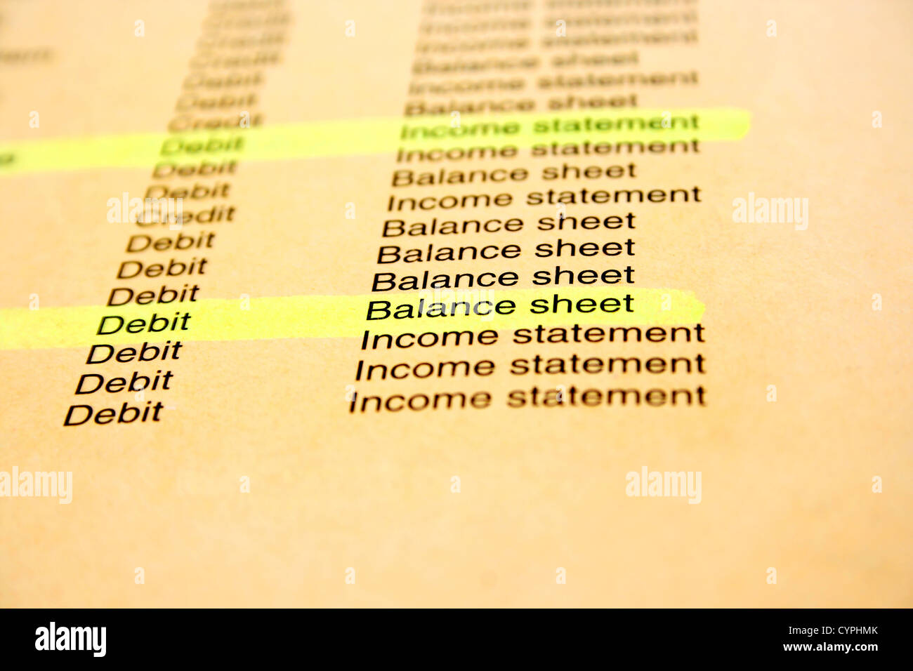 Banche e finanza documento carta rosa. Foto Stock