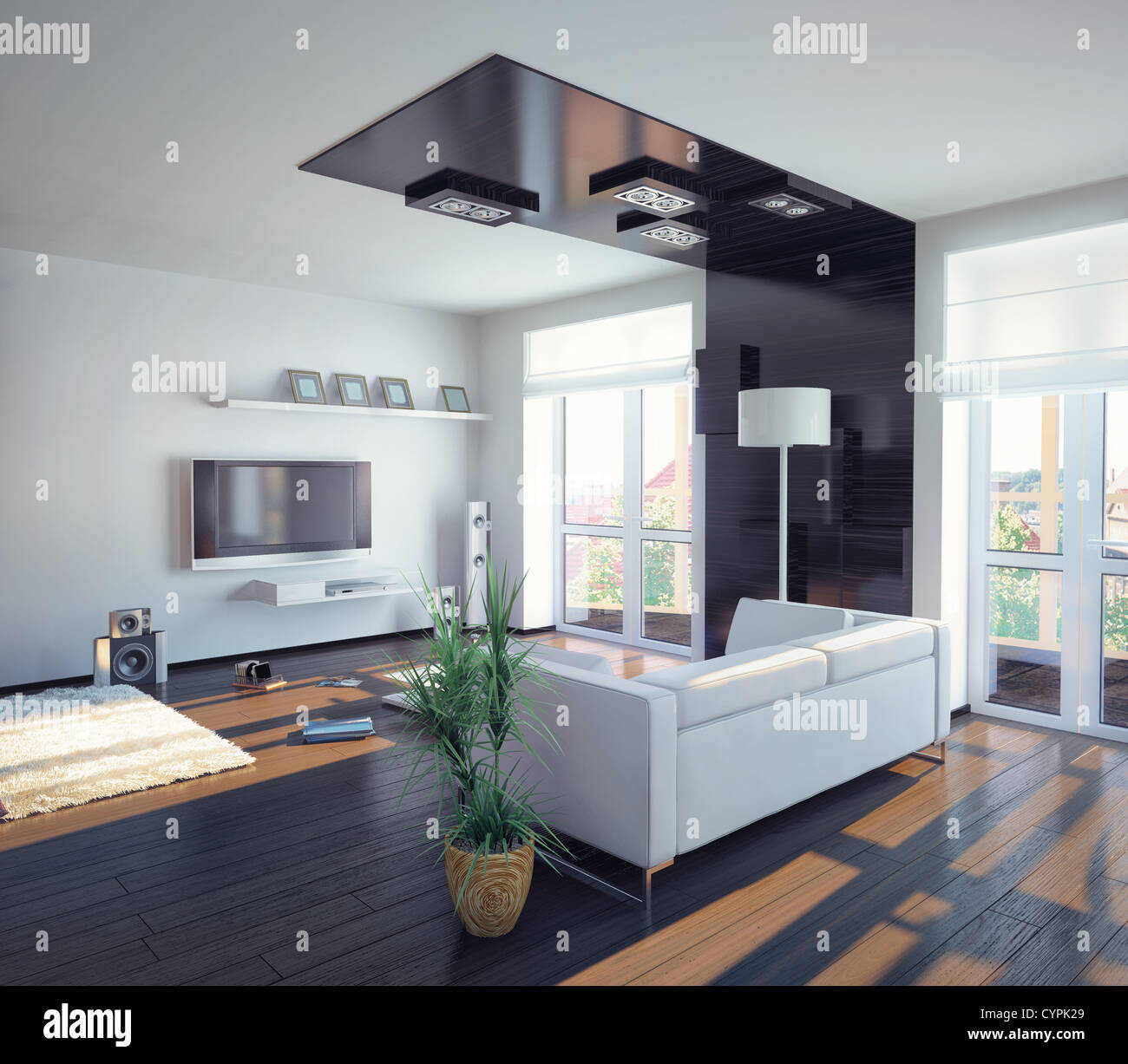 Soggiorno moderno design (illustrazione) Foto Stock