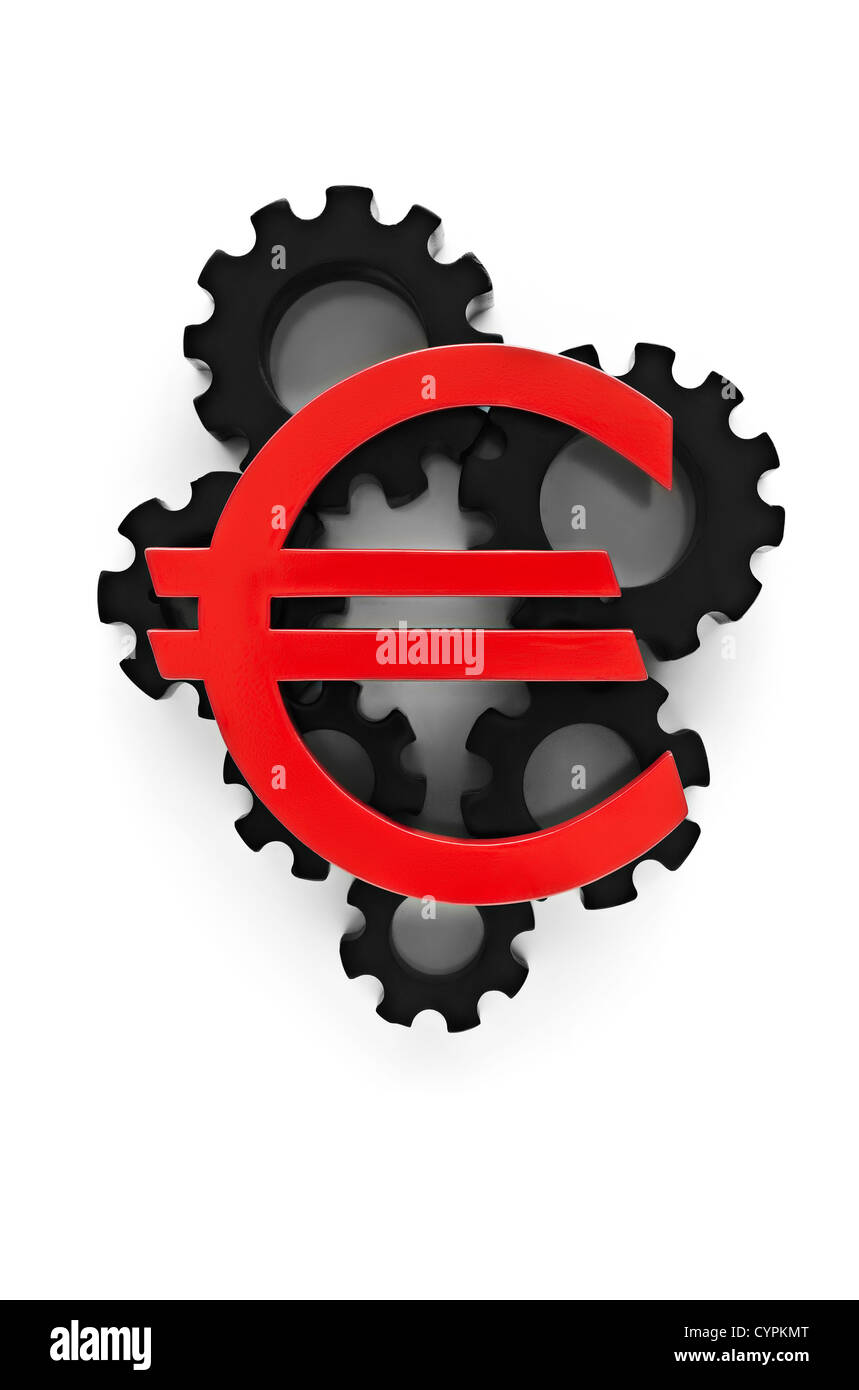 Simbolo Euro sulla parte superiore dei denti Foto Stock