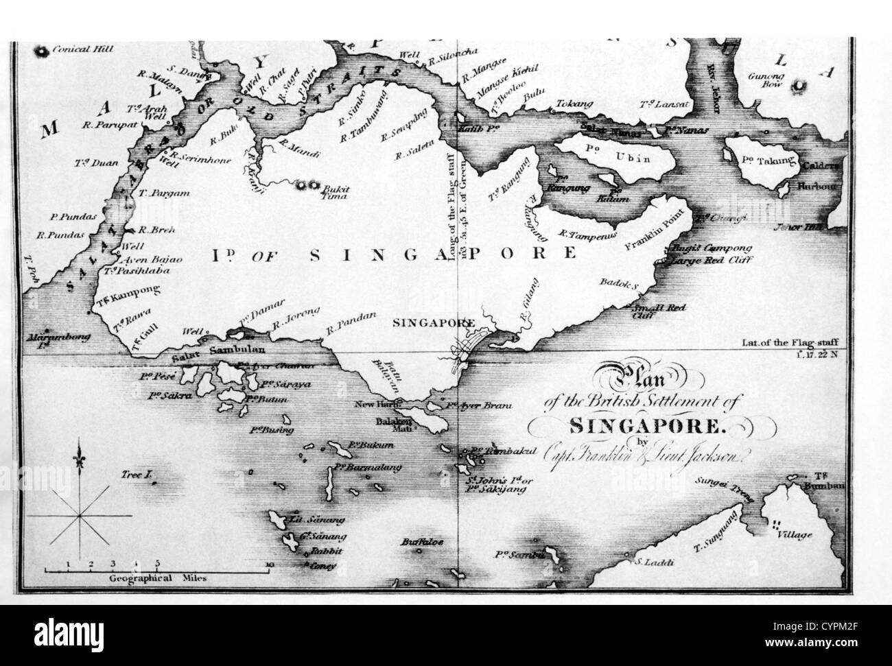 Mappa di Isola di Singapore da J. Crawford's 'Embassy al Siam', 1828 Foto Stock