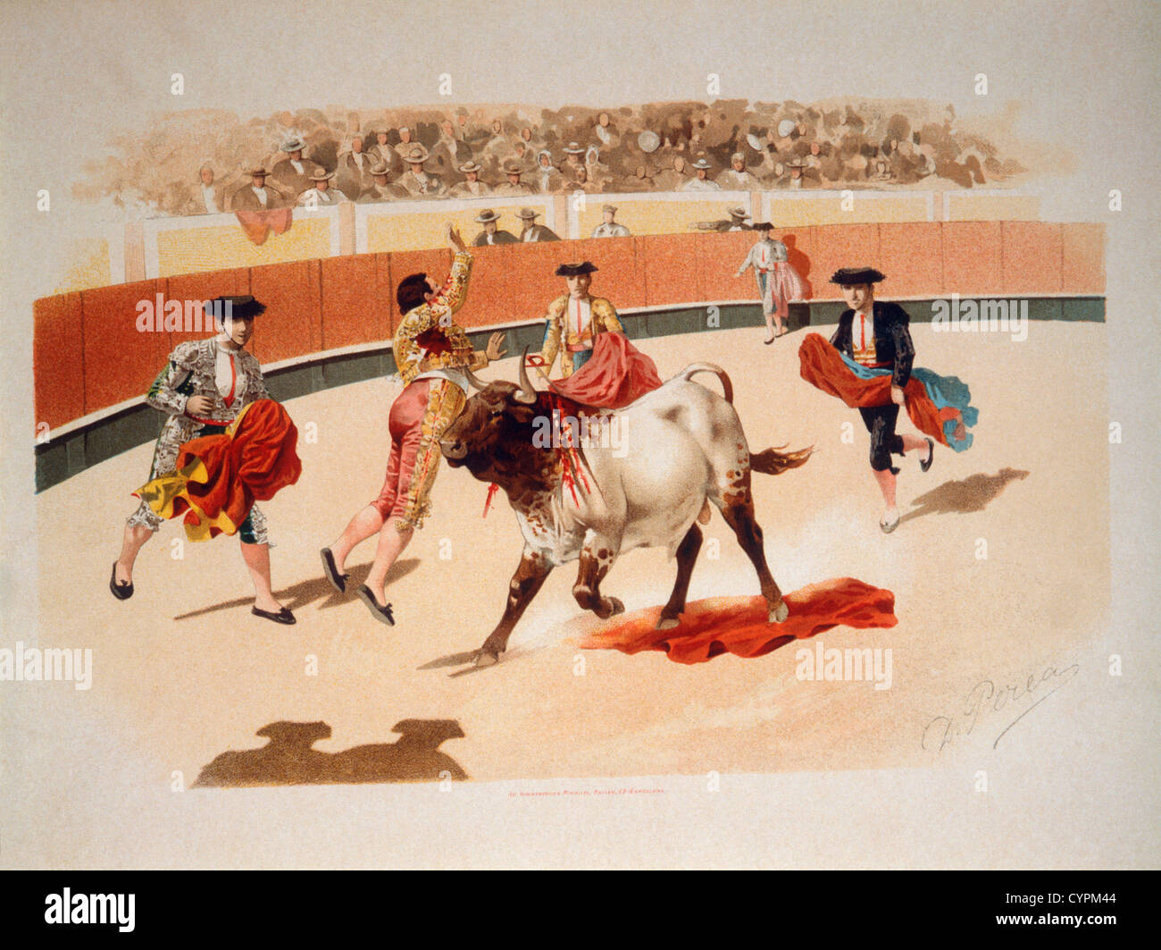 Cogida, corride, Chromolithograph, 1900 Foto Stock