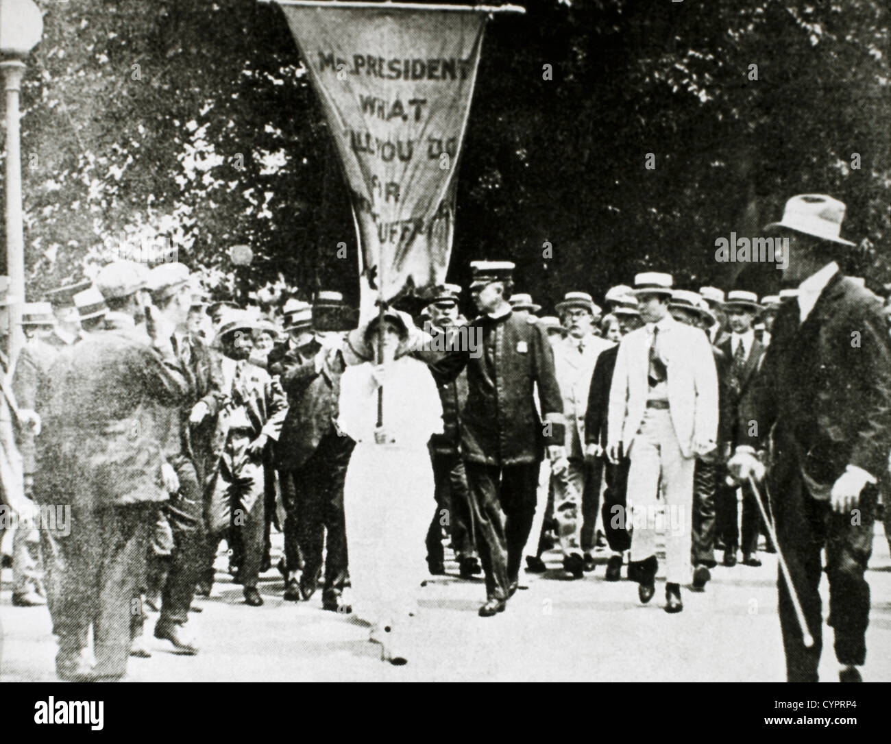 Mabel Vernon, Suffragist, che marciano alla Casa Bianca a Washington DC, USA, 1917 Foto Stock