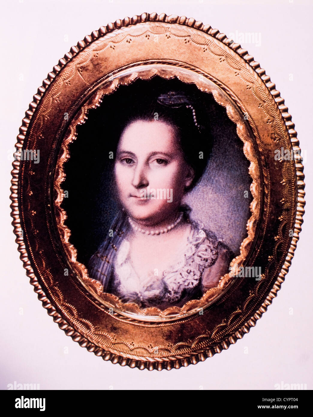 Martha Washington (1731-1802), moglie di George Washington, il primo Presidente degli Stati Uniti, ritratto da Charles Willson Peale, 1776 Foto Stock