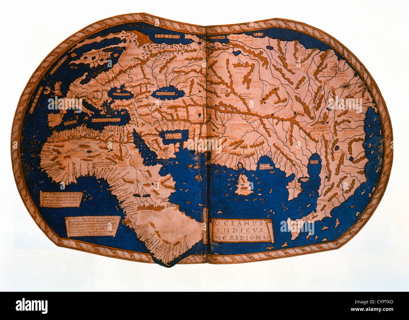 Mappa del mondo da Henricus Marcello, 1489 Foto Stock