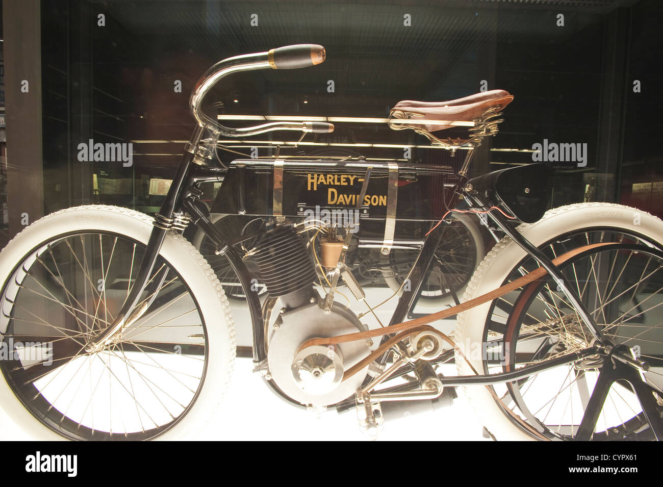 1903 Numero di Serie di una valvola di pressione atmosferica unica Harley Davidson Museum di Milwaukee, Wisconsin. Foto Stock