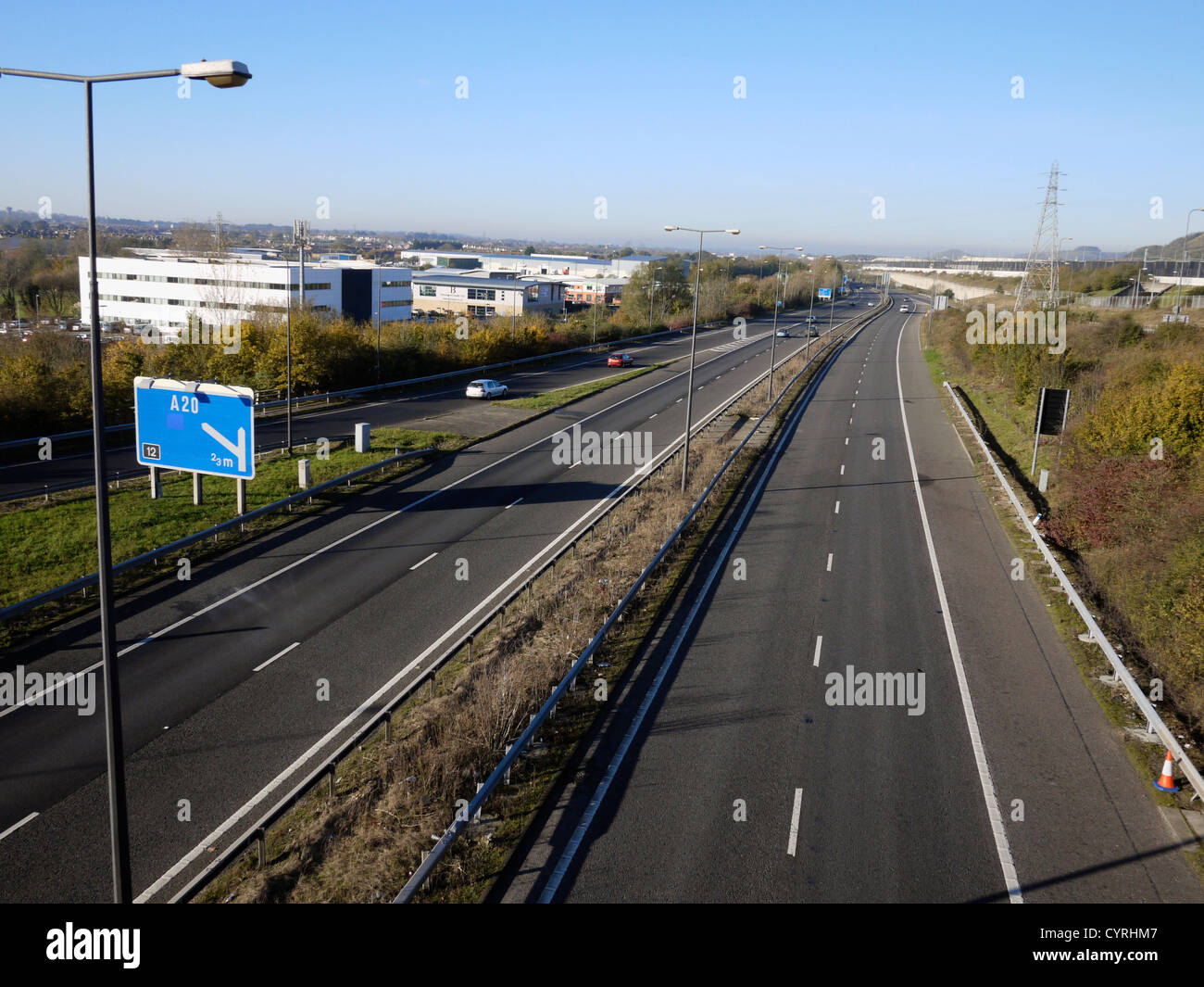 Autostrada M20 a Folkestone Foto Stock