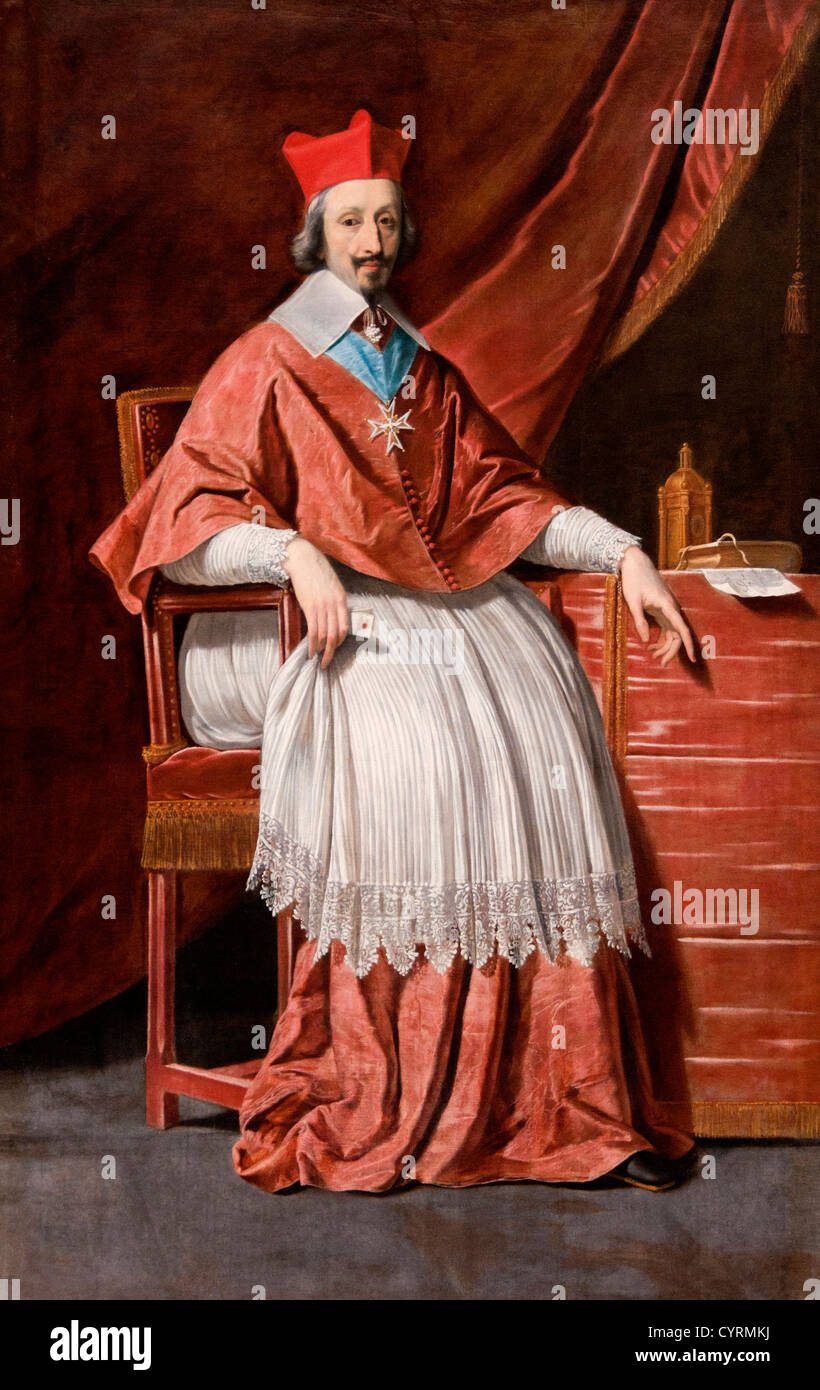 Il cardinale Richelieu francese 1585-1642 1636 da Philippe de Champaigne 1602-1674 pittore barocco francese Francia Foto Stock