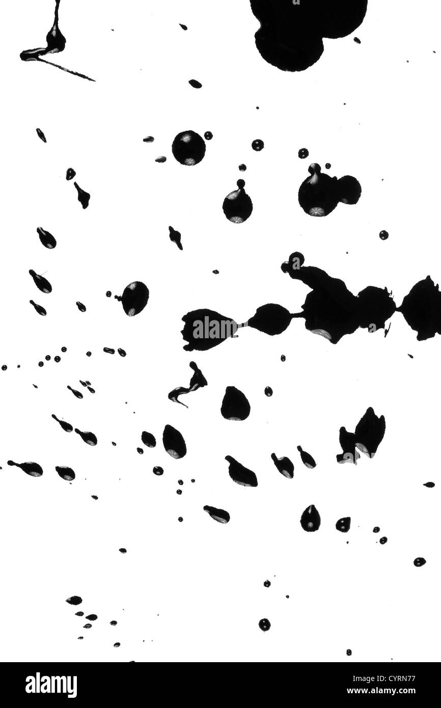 Macchia di inchiostro sfondo astratto, nero su bianco Foto Stock
