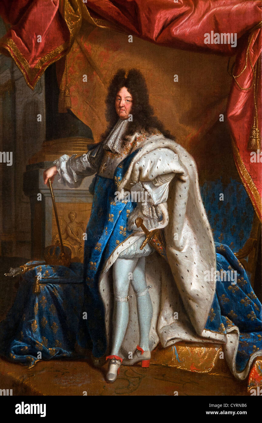 Roi re Louis XIV 1638-1715 in Royal Costume1701 Hyacinthe Rigaud Il duomo 1659-1743 Francia - Francese Foto Stock