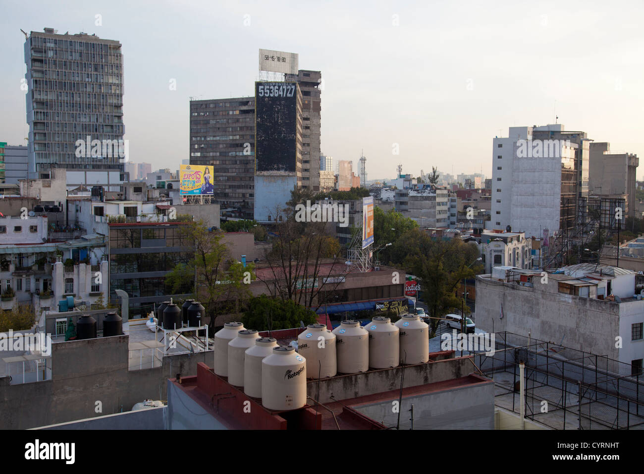 Vista la mattina su tetti in Condesa - Città del Messico DF Foto Stock