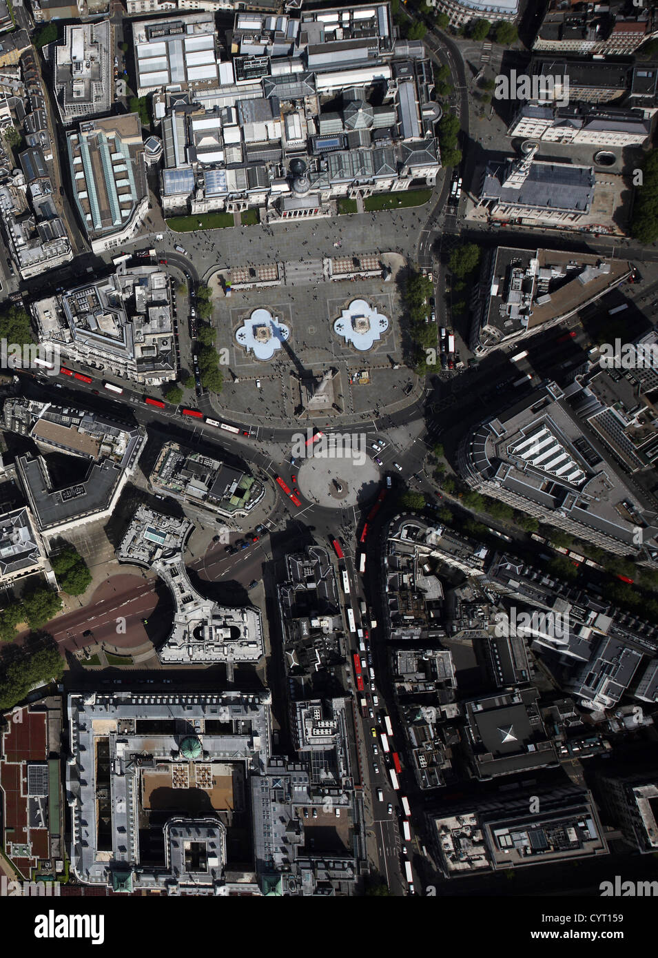Vista aerea di Trafalgar Square e il centro di Londra Foto Stock