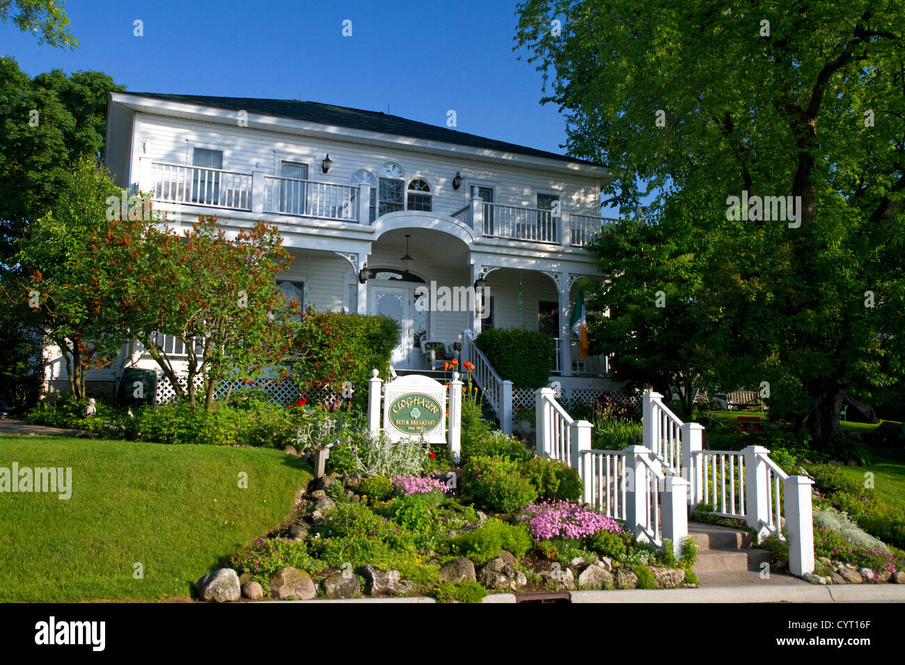 Cloghaun Bed & Breakfast situato sulla strada del mercato sulla isola di Mackinac situato nel Lago Huron, Michigan, Stati Uniti d'America. Foto Stock