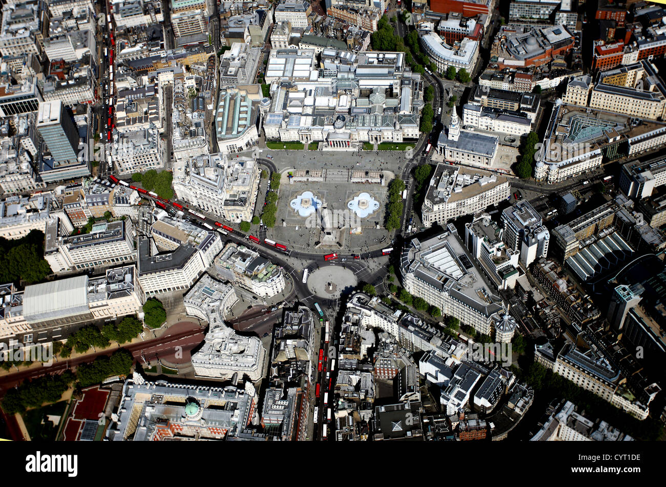 Vista aerea di Trafalgar Square e il centro di Londra Foto Stock