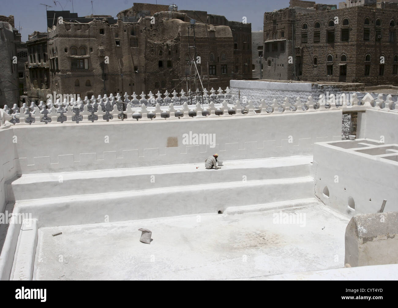 Ristrutturazione di Al Amiriya moschea in rada, Yemen Foto Stock