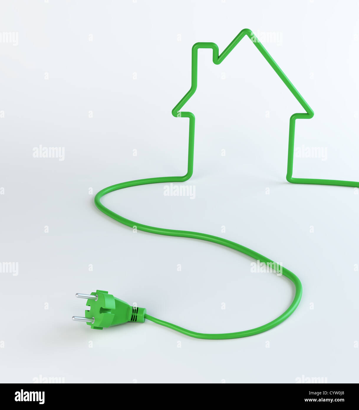 Green power cord conformata come una casa - Energie rinnovabili concetto Foto Stock