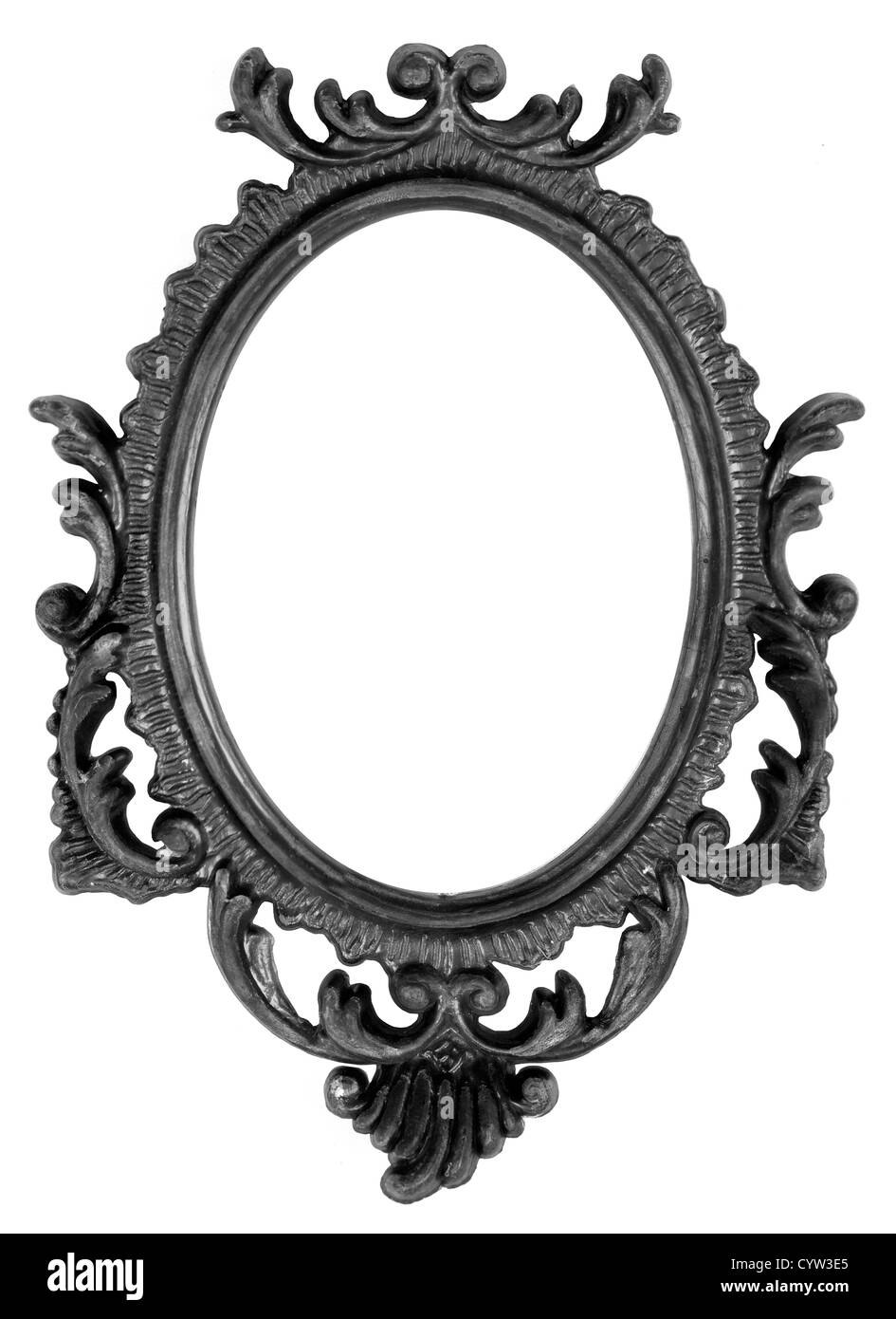 Ovall vecchia cornice immagine su sfondo bianco Foto Stock