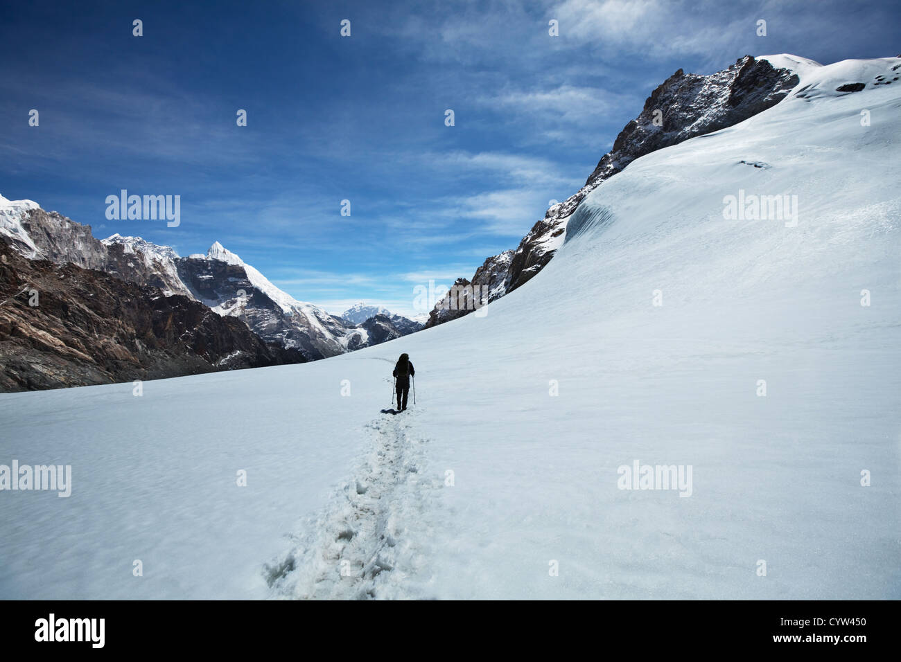 Scalatore in montagna himalayana Foto Stock
