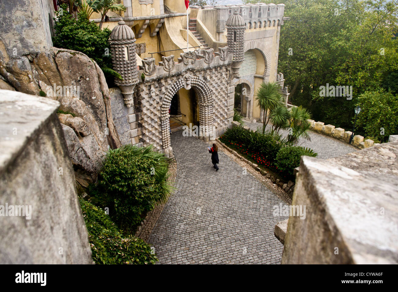 Tour guida all'ingresso di Pena Palace Sintra Portogallo Foto Stock