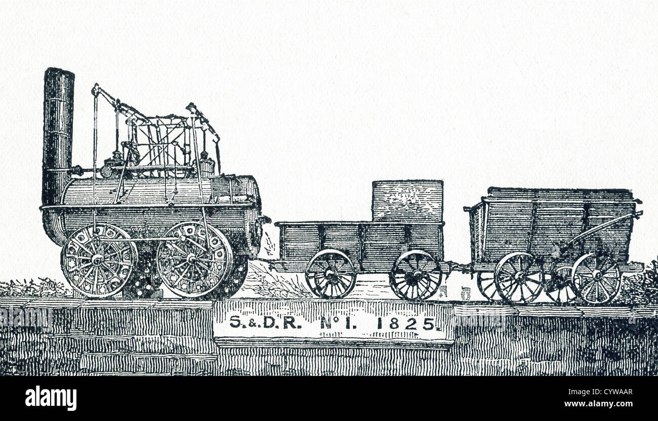 La locomozione n. 1, originariamente denominato "attivi", è stato un inizio di British locomotiva a vapore treno, costruito da Robert Stephenson & Co nel 1825 Foto Stock