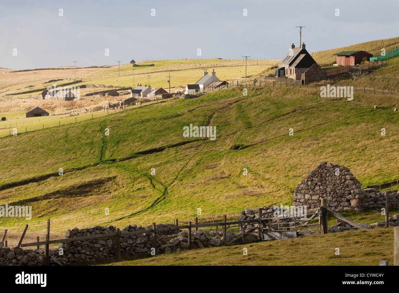 Il remoto villaggio di Culswick, Westside, Continentale, le Isole Shetland Foto Stock
