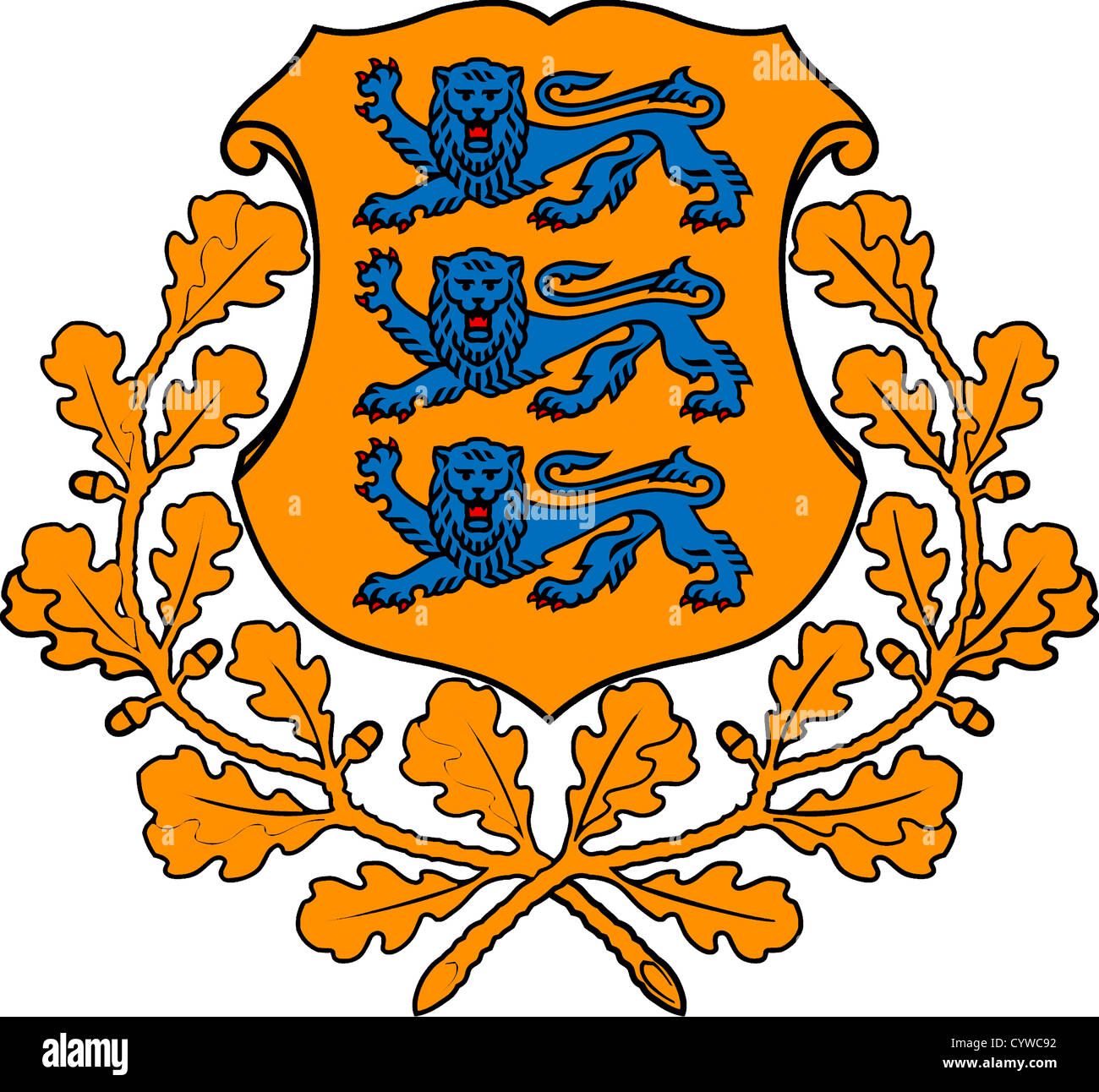 Stemma nazionale della Repubblica di Estonia. Foto Stock