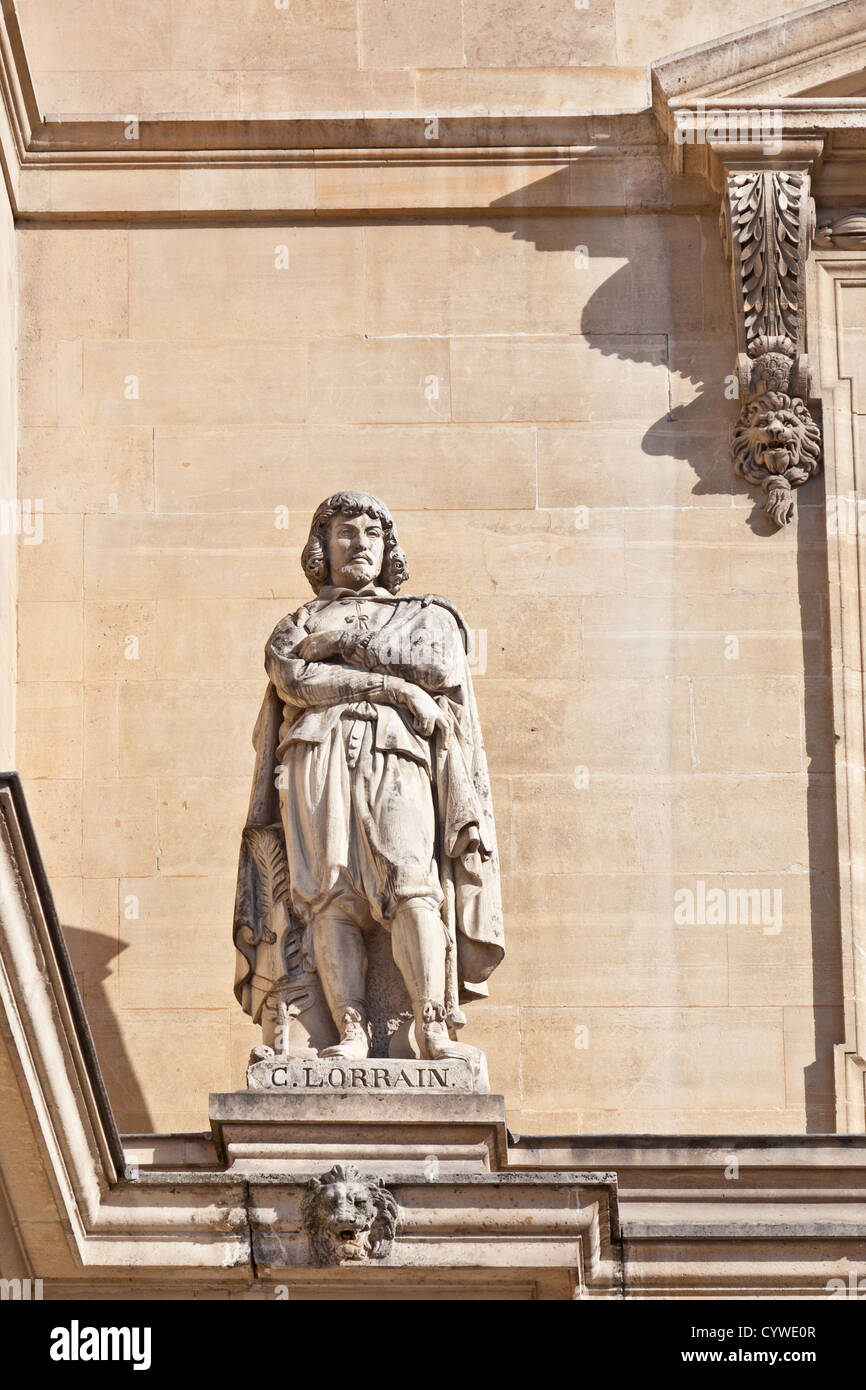 Statua di Claude Gellée de Lorrain (1600 - 1682), pittore barocco francese, disegnatore e incisore, Cour Napolean museo del Louvre Foto Stock