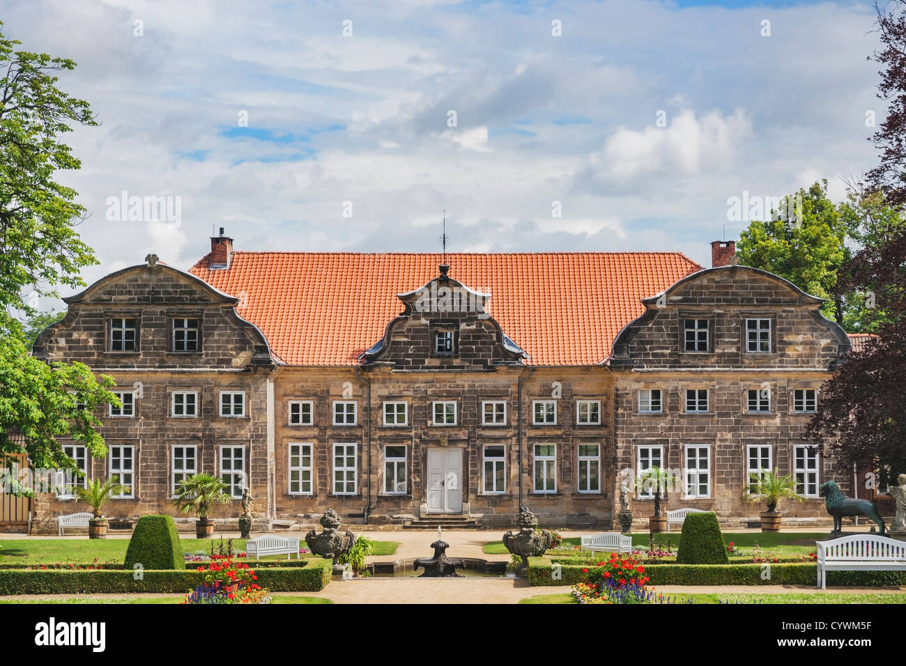 Piccolo castello e parco in stile barocco, Blankenburg, Harz, Sassonia-Anhalt, Germania, Europa Foto Stock